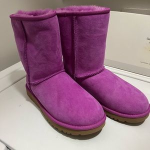 Hot pink suede ugg boots, size 8